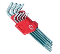 Набір ключів Г-подібних TORX з отвором 9 шт, Т10-Т50, CrV, Big Intertool - HT-0606