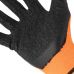 Перчатка трикотажная, синтетич., оранжевая, покрыта черным рифленым латексом, 8