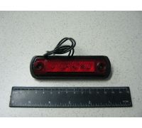 Лампа габаритна LED на гумi прямокутна, 12/24 V червона - OBR144