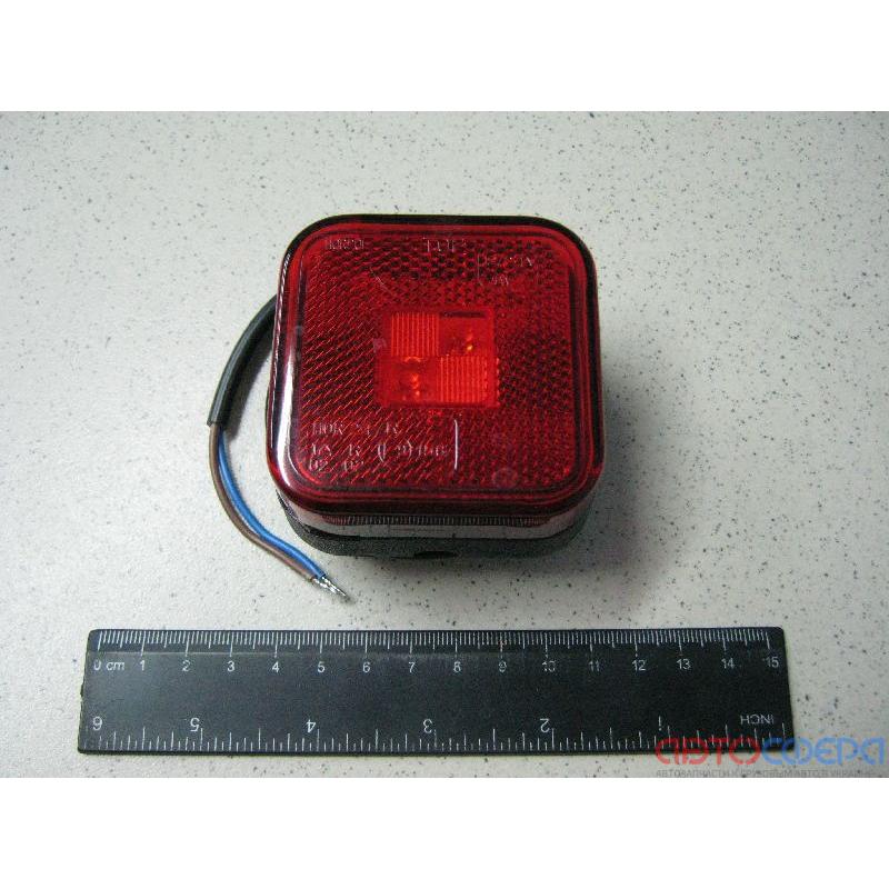 BH. Лампа габаритная LED отражающая 12/24V красная,квадрат
