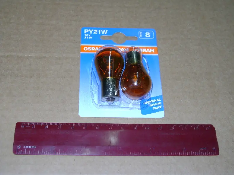 Лампа допоміжн. освітлення Рy21w 12v 21w Ваu15s (2 шт) blister (вир-во OSRAM)