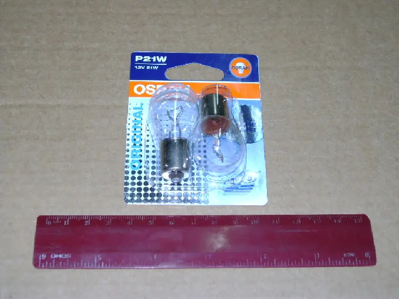 Лампа допоміжн. освітлення Р21w 12v 21w Ва15s (2 шт) blister (вир-во OSRAM)