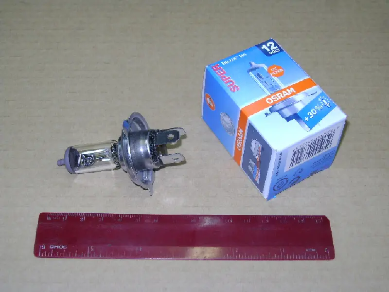Лампа фарна H4 12v 60/55w P43t Super (+30%) (вир-во OSRAM)
