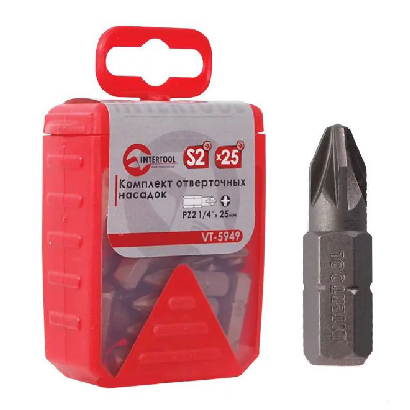 Комплект отверточних насадок PZ2 1/4″ уп. 25шт