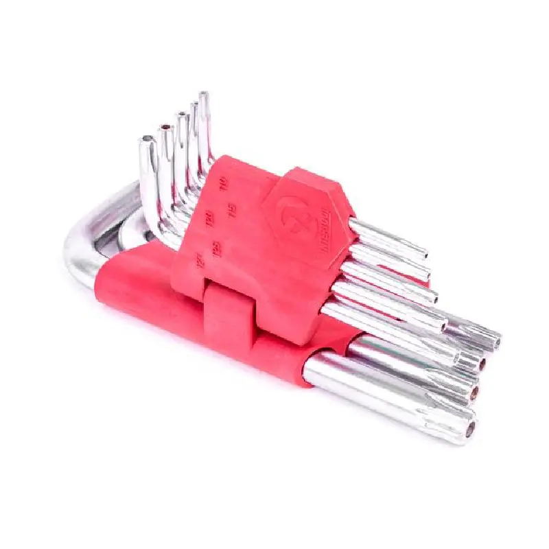 Набір Г-подібних ключів TORX з отвором 9шт, Т10-Т50