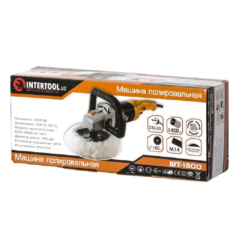 Машина полірувальна STORM 1400 Вт, 0-3200 об/мин, 180 мм   (Intertool)