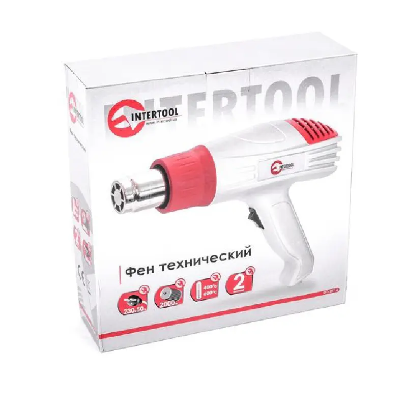 Фен технічний 2000Вт, 400-600С, 300-500л/хв
