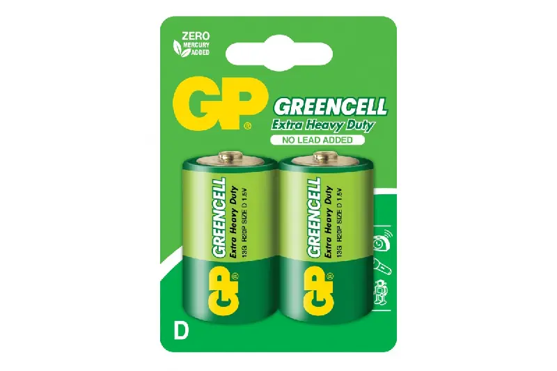 Батарейка GP Greencell 13G сольова 1.5V 13G-U2, R20, D, блістер