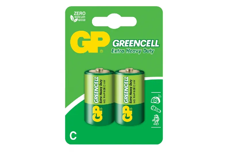 Батарейка GP Greencell 14G сольова 1.5V  14G-U2, R14, C, блістер