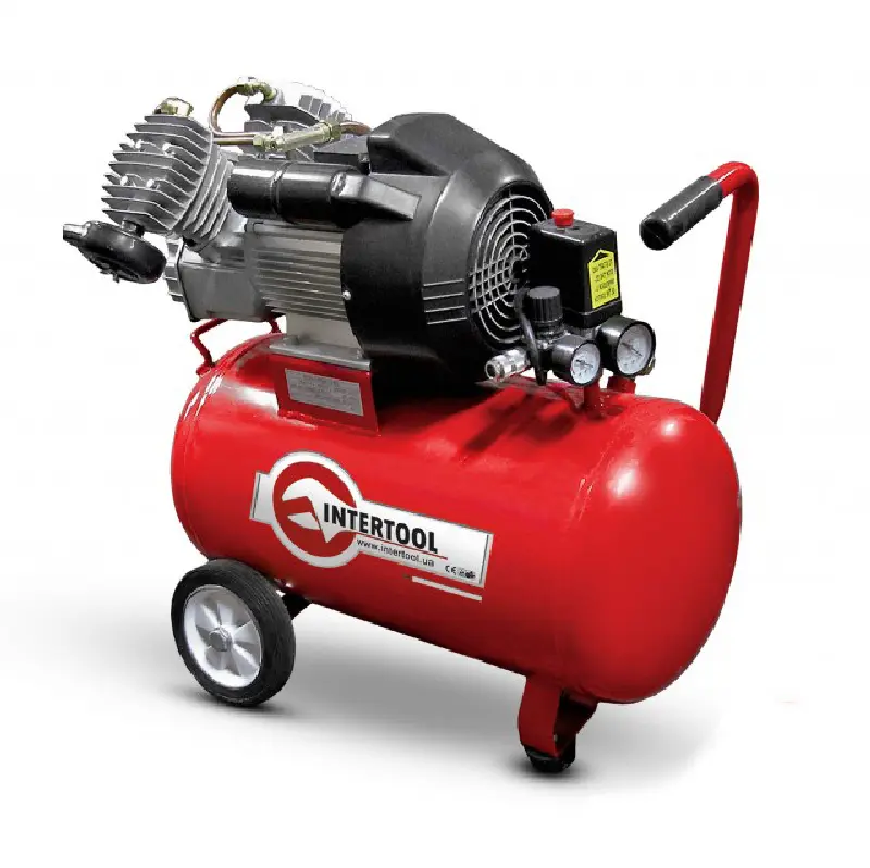 Компресор 50 л, 3 кВт, 220 В, 8 атм, 420 л/мин, 2 циліндра. (Intertool)