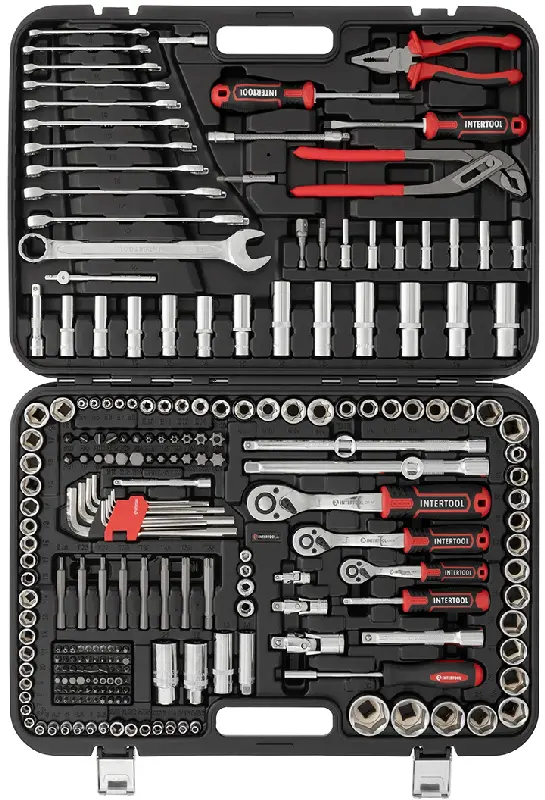 Набір інструментів 1/2″,3/8″, 1/4 (233од) Cr-V (Intertool)