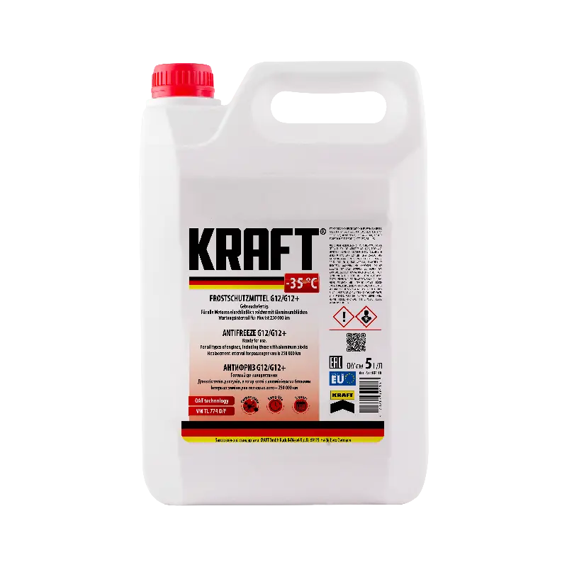 Антифриз Kraft G12/G12+ (готовий) -35 червоний 5л
