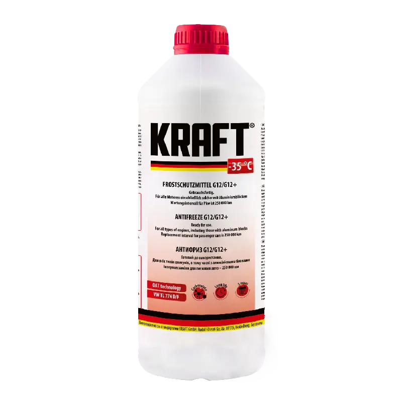 Антифриз Kraft G12/G12+ (готовий) -35 червоний 1.5л