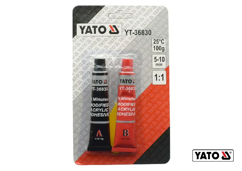 Клей 2-компонентний акриловий в тюбиках по 10 гр  YATO