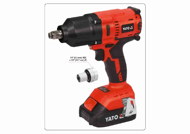 Гайковерт ударний акумуляторний безщітковий YATO: квадрат-1/2″, 700 Нм, Li-Ion 18В, 3 Агод +кейс (вир-во YATO)