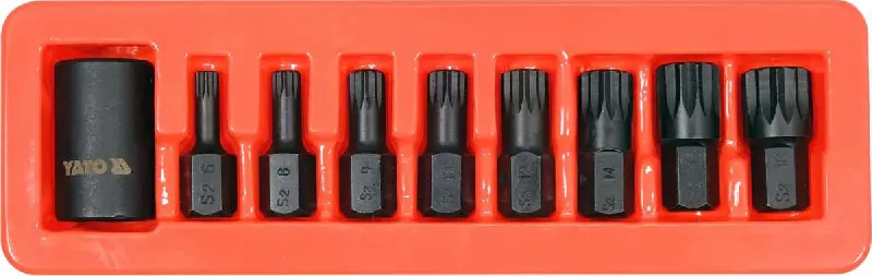 Набір насадок викруткових  ударних YATO 1/2″ SPLINE М6-М18 9шт