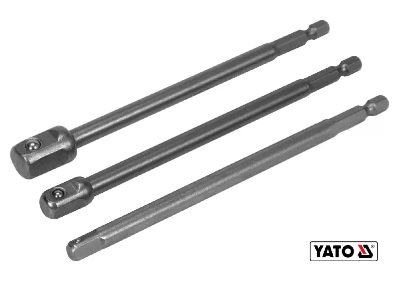 Тримачі-адаптери торцевих головок YATO : квадрат 1/4 , 3/8 , 1/2 L=150мм , HEX 1/4 . Crv-V . 3 шт  (вир-во YATO )