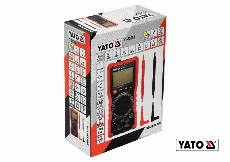 Мультиметр для вимірювання електричних параметрів YATO : LCD- цифровим дисплеєм