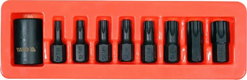Набір насадок викруткових  ударних YATO TORX T30-T70 з 6гр адаптером  1/2″ 9шт