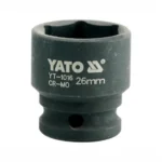 Головка торцева ударна 6-гран.  YATO, до квадр. 1/2″ М=26мм, L= 43 мм