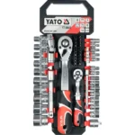 Набір головок торцевих YATO : квадрат 1/2″ і 1/4″ з тріщатками 51шт.,