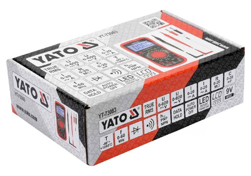 Мультиметр для вимірювання електричних параметр/ YATO з LCD-дисплеєм і провідниковими контактами(DW)