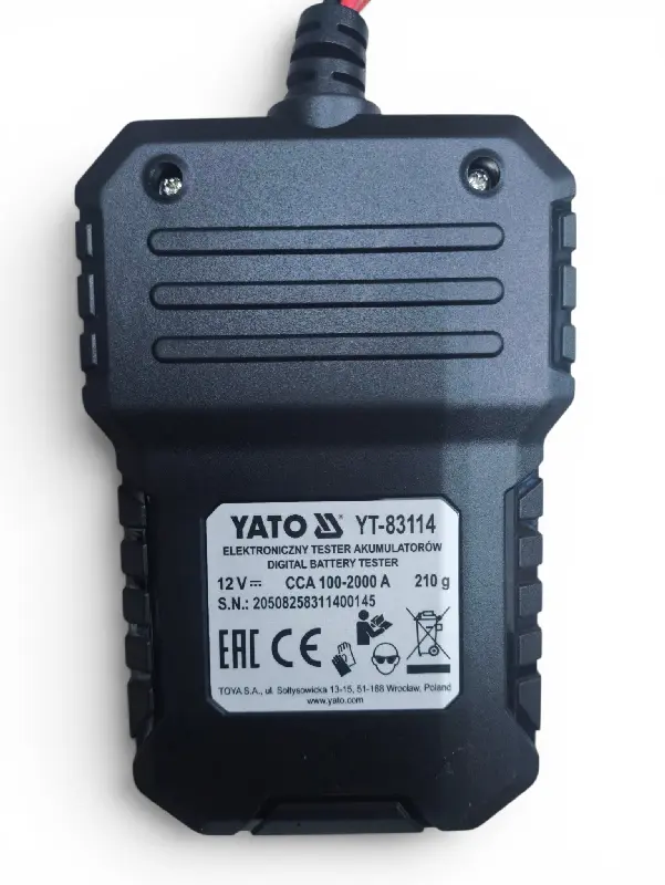 Тестер електронний для акумуляторів 12 В YATO з LED цифровим дисплеєм
