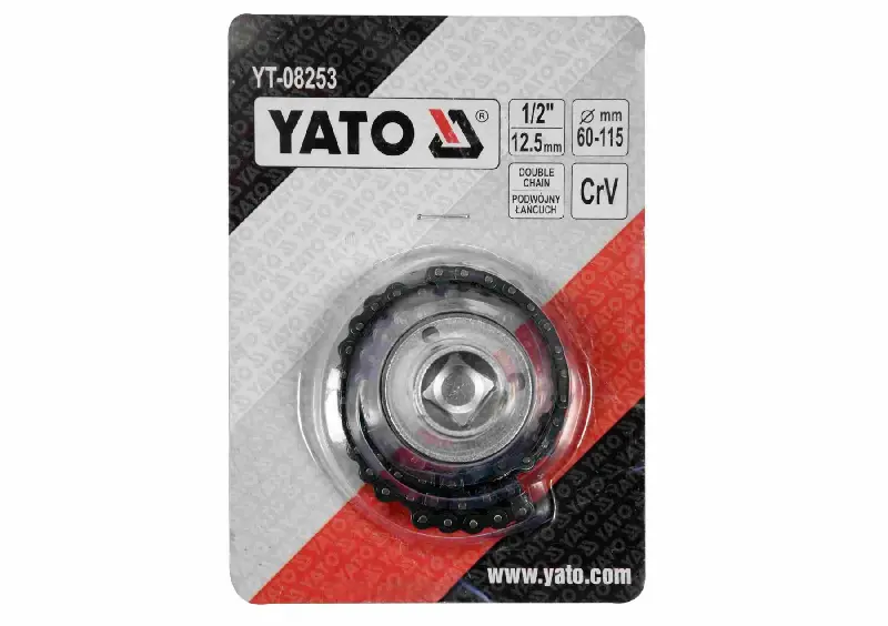 Ключ до оливного фільтру ланцюговий YATO: квадрат 1/2″.  О=60-115 мм