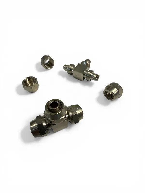 Зєднувач розбірний трійник 8x8x8 мм (метал/латунь) (RIDER)