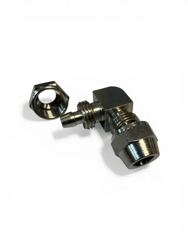 Зєднувач кутовий з накидною гайкою 6х6 (метал) (RIDER)