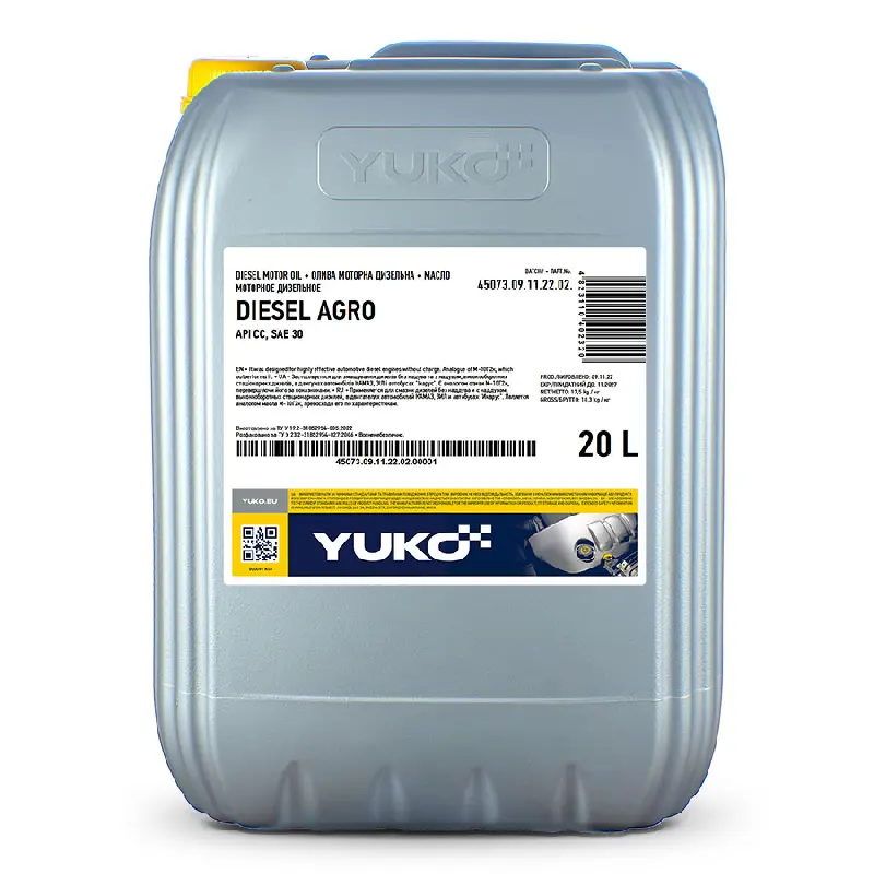 Олива моторна  YUKO DIESEL AGRO SAE30 API CC  (М-10Г2к) 17.5кг канiстра 20л