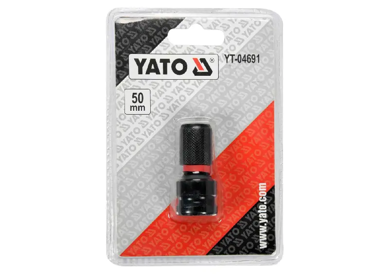 Перехідник ударний для викруткових насадок з квадрату-1/2″ до НЕХ – 1/4″, L= 50 мм YATO