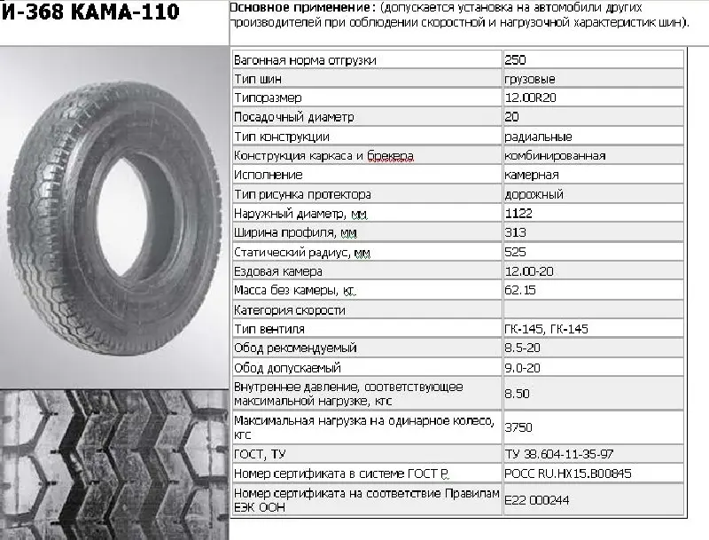 Шина 12,00 R20 154/149J (І-368), 18 сл, з камерою без ободной стрічки (НкШЗ)