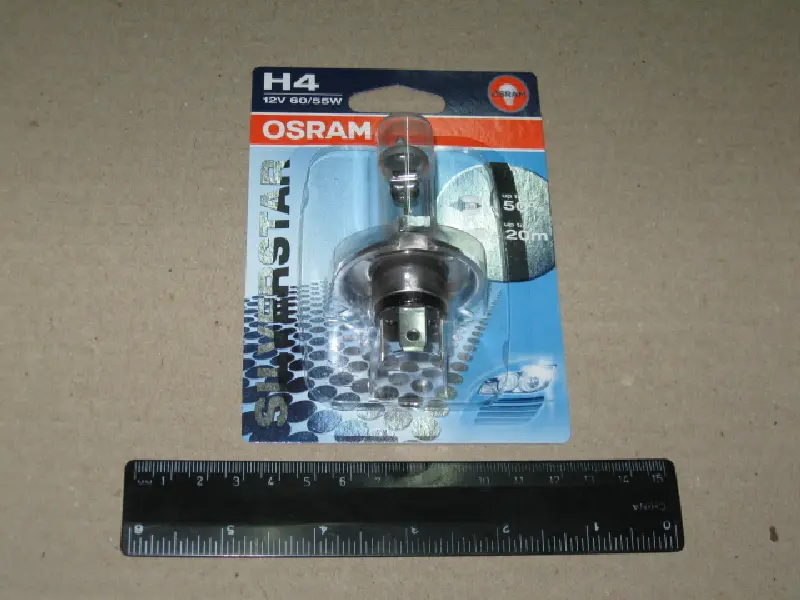 Лампа фарна H4 12v 60/55w P43t Silverstar (+50%) blister (вир-во OSRAM)